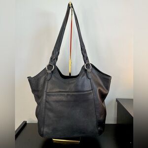 The Sak Black Leather Sierra Shopper Shoulder Bag Handbag Purse Tote